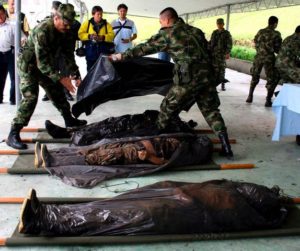 Colombia - Dead bodies of four presumed FARC guerrilla members
