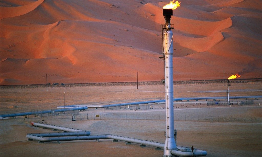 Gas Burn Off at Oil Field in Saudi Arabia