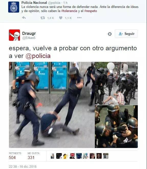 Policija Španije takođe je dala svoj glas protiv nasilja, ali im se ta izjava vratila kao bumerang sa slikom zlostavljanja građana.