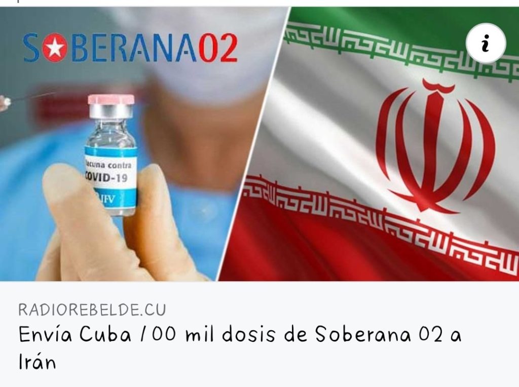 Kuba šalje 100 000 vakcina u Iran