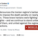 Kanadski premijer širio laž o navodnim smrtnim kaznama za 15.000 demonstranata u Iranu!